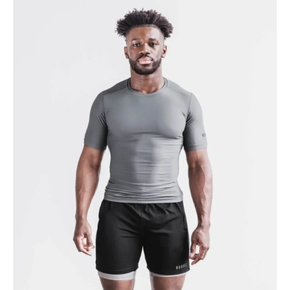 No Bull Men's Compression Shirt Men's Large Dark Grey Gym Workout Muscle Tee NWT